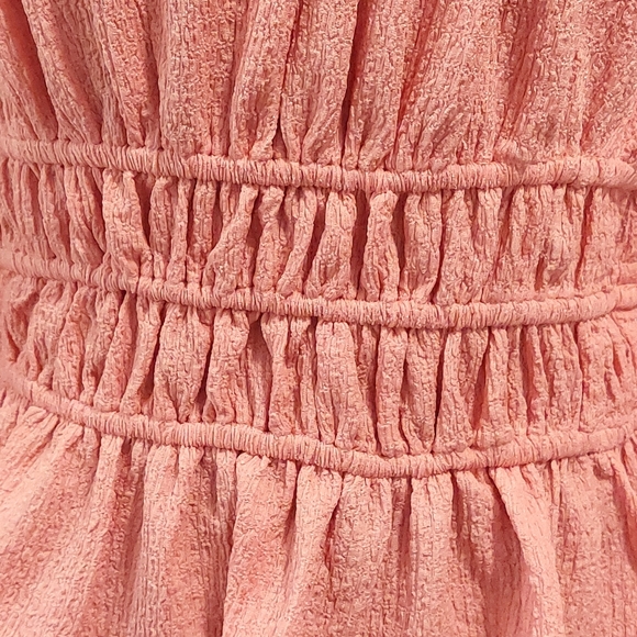 Womens Còral Orange Smocked Peplum Long Sleeve Top Size M Easle - Picture 3 of 8